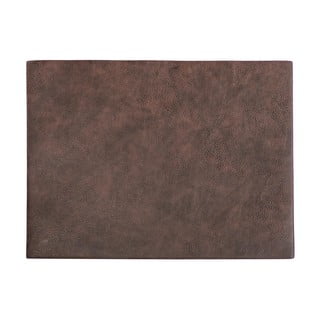 Tamsiai rudas dirbtinės odos kilimėlis ZicZac Troja stačiakampis, 33 x 45 cm
