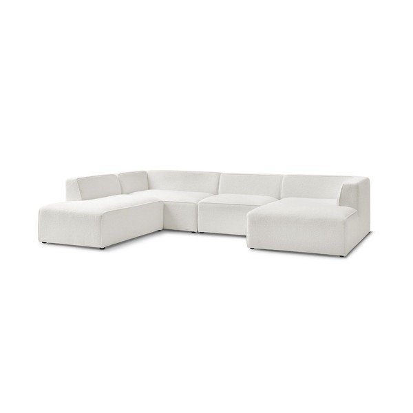 Baltos spalvos iš boucle modulinė kampinė sofa (su kairiuoju kampu/„U“ formos) Megeve – Bobochic Paris