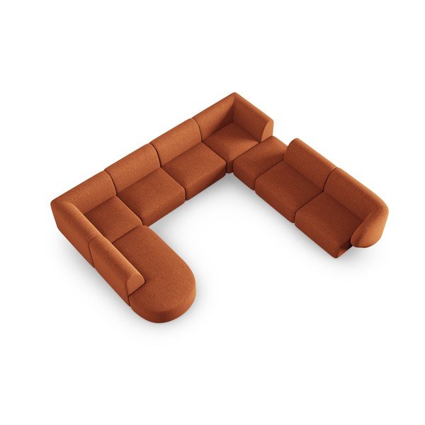 Terakotos spalvos iš šenilinio audinio kampinė sofa (su dešiniuoju kampu/„U“ formos) Paolo – Milo Casa-image-1