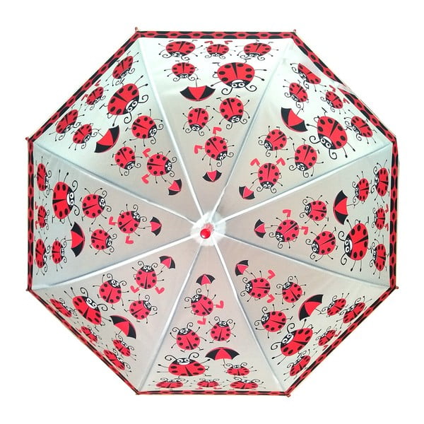 Vaikiškas permatomas skėtis su raudonomis detalėmis "Birdcage Ladybird", ⌀ 82 cm