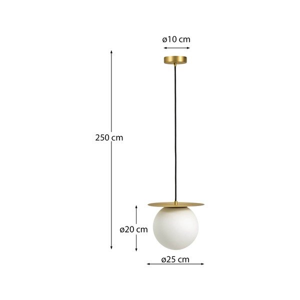 Baltos spalvos/auksinės spalvos iš metalo kabantis šviestuvas ø 25 cm su stiklo gaubtu Brisia – Kave Home-image-4