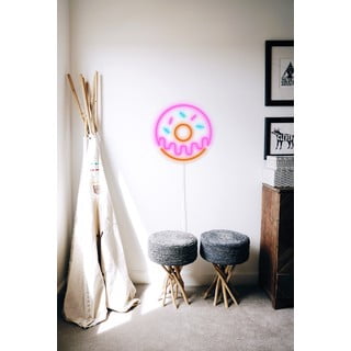 Rožinė spurgos formos sieninė šviečianti dekoracija Candy Shock Donut, ø 40 cm