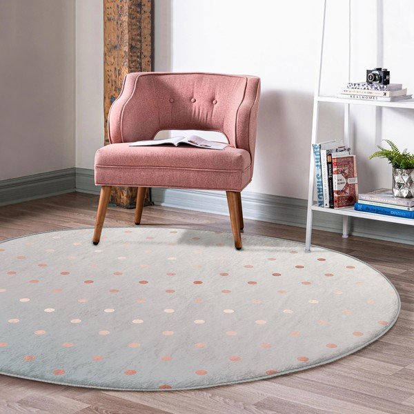 Skalbiamas/robotiniams dulkių siurbliams apvalios formos kilimas pilkos spalvos/vario spalvos ø 80 cm Comfort – Mila Home-image-1