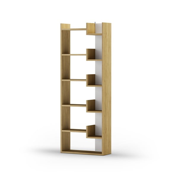 Knygų spinta  baltos spalvos/natūralios spalvos iš ąžuolo 60,5x162 cm Klapo – Marckeric-image-4