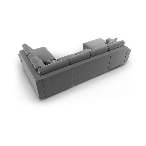 Šviesiai pilkos spalvos iš velveto sulankstoma/su sandėliavimo vieta kampinė sofa (su dešiniuoju kampu/„U“ formos) Kyoto – Cosmopolitan Design-image-4