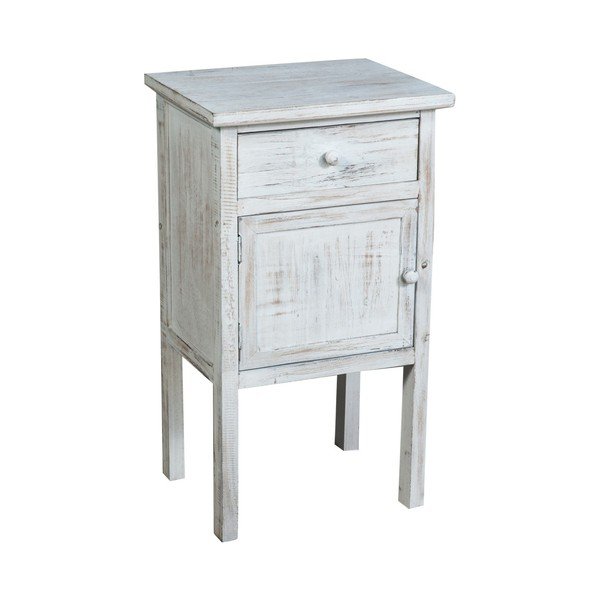 Baltas medinis naktinis staliukas "Biscottini Bedside Table-image-1
