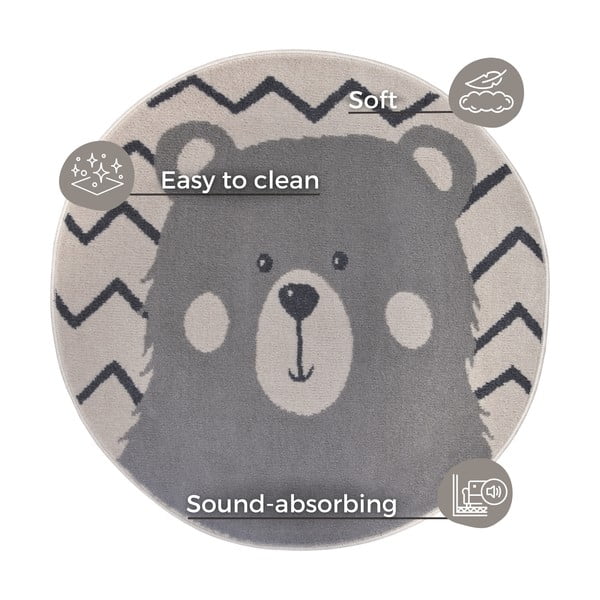 Vaikiškas kilimas pilkos spalvos ø 100 cm Bear – Hanse Home-image-4