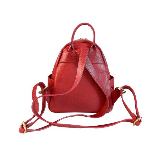 Raudona odinė kuprinė Lampoo Lunda-image-3