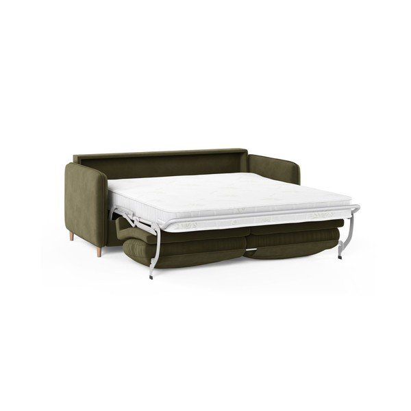 Žalios spalvos sofa miegojimui iš velveto 184 cm – Micadoni -image-1