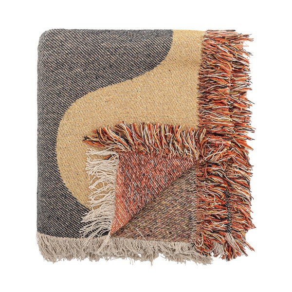 Rudos spalvos iš perdirbtos medvilnės antklodė ir pledas 130x160 cm Arni – Bloomingville