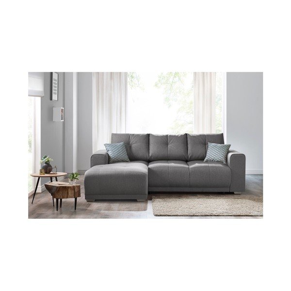 "Bobochic Paris Lisbona" pilka sofa-lova su laikymo vieta porankyje, kairysis kampas-image-2