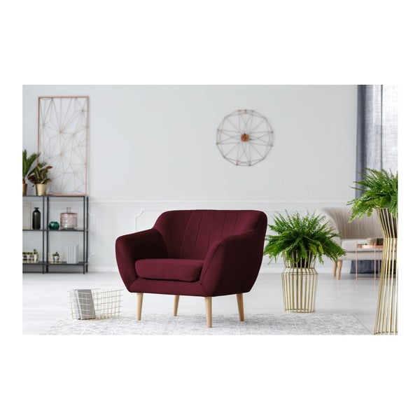 Tamsiai raudonas fotelis Mazzini Sofas Benito-image-2