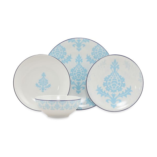 24 dalių baltos ir mėlynos spalvos porcelianinių indų rinkinys Kütahya Porselen Ornaments