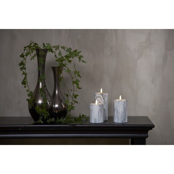 Pilkai baltos spalvos betoninė LED žvakė Star Trading Flamme Marble, aukštis 15 cm-image-2