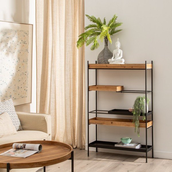 Iš metalo pastatoma lentyna juodos spalvos 85x130 cm – Ixia-image-1