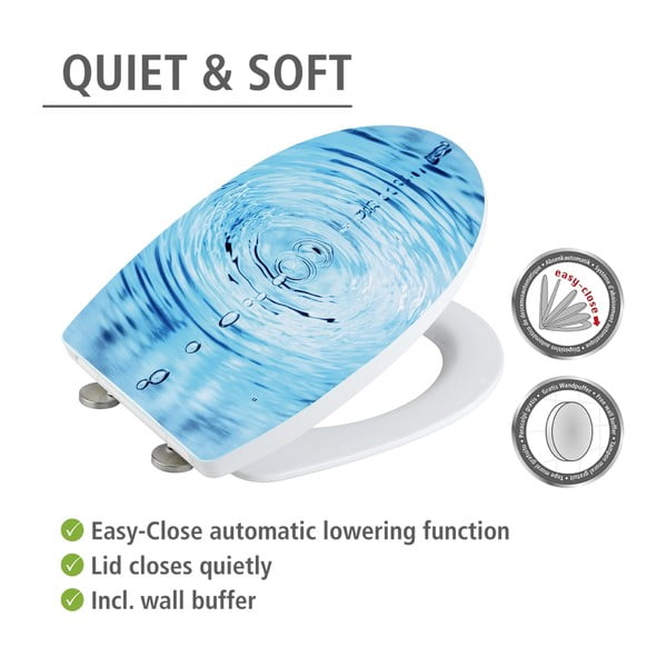 Tualeto sėdynė Easy-close funkcija 38 x 45 cm Droplets – Wenko-image-3
