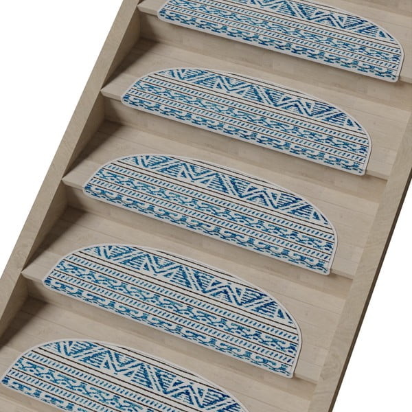 Laiptų kilimėlių rinkiniai mėlynos spalvos 16 vnt. 20x65 cm Cottage Warmth – Vitaus-image-1