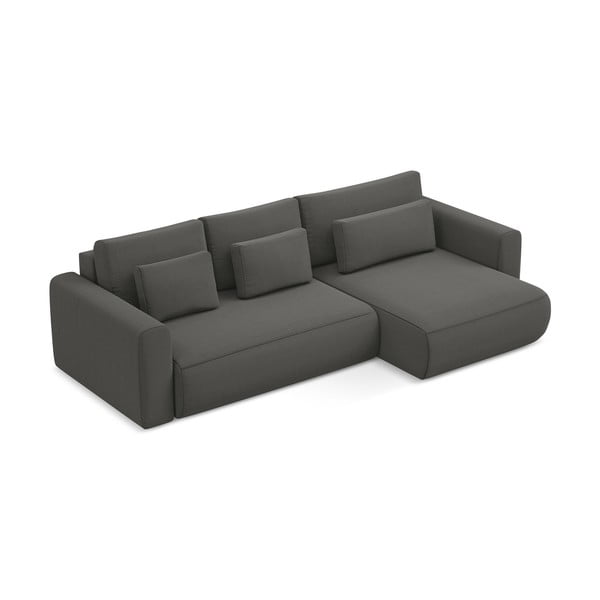 Tamsiai pilkos spalvos iš velveto sulankstoma/su sandėliavimo vieta kampinė sofa (su dešiniuoju kampu/su gultu) Kapua – Makamii-image-4