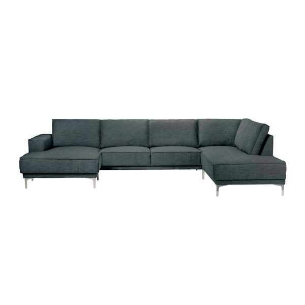 Antracito pilkos spalvos kampinė sofa "Scandic" su poilsio kėdėmis dešinėje pusėje Kopenhaga