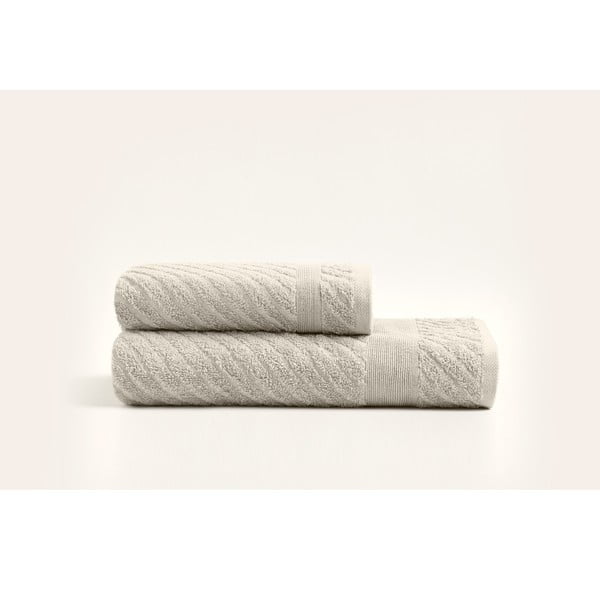 Šviesiai smėlio spalvos medvilniniai rankšluosčiai ir vonios rankšluosčiai - 2 rinkiniai - Foutastic