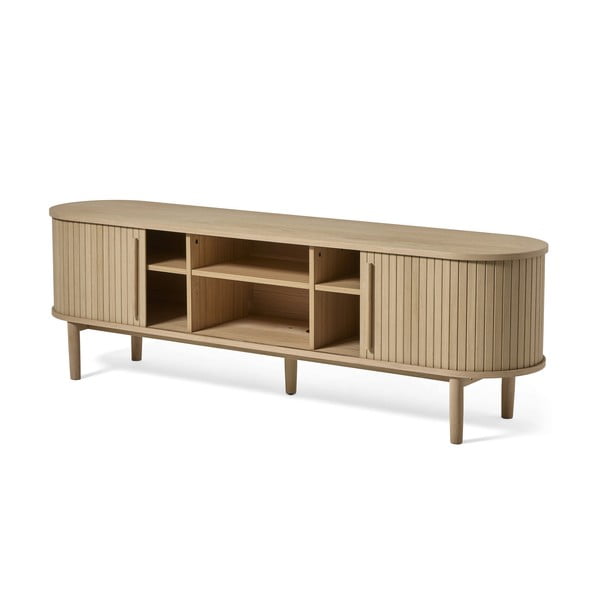 Natūralios spalvos TV spintelė iš ąžuolo 180x56x40 cm Meta – Unique Furniture-image-2