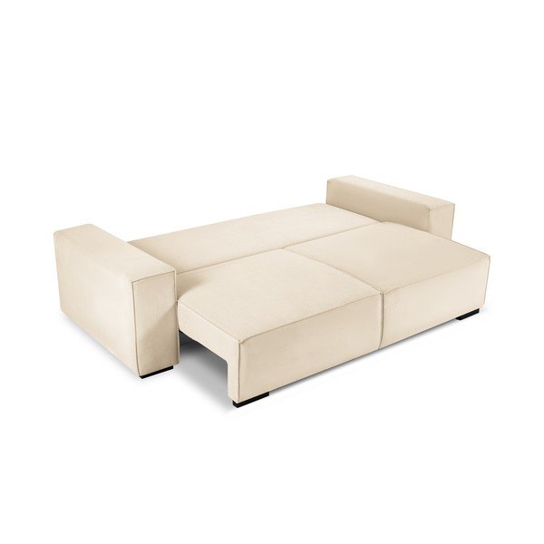 Smėlio spalvos aksominė U formos sofa-lova Mazzini Sofas Madara-image-3