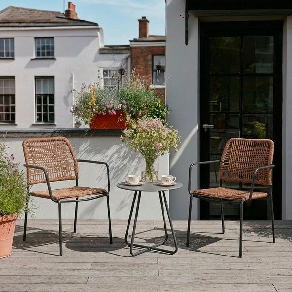 Tamsiai pilkos spalvos/natūralios spalvos metalinė sodo kėdė Jable – Bizzotto-image-1