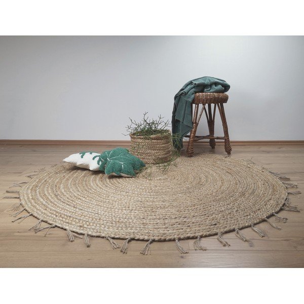 Rankų darbo rudas kilimas Nattiot Abha, ø 140 cm-image-1