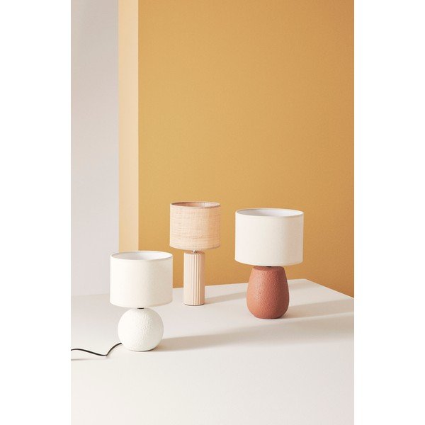 Terakotos spalvos iš keramikos stalinis šviestuvas (aukštis 41,5 cm) su tekstiliniu gaubtu Irvin – Yes Everyday-image-1