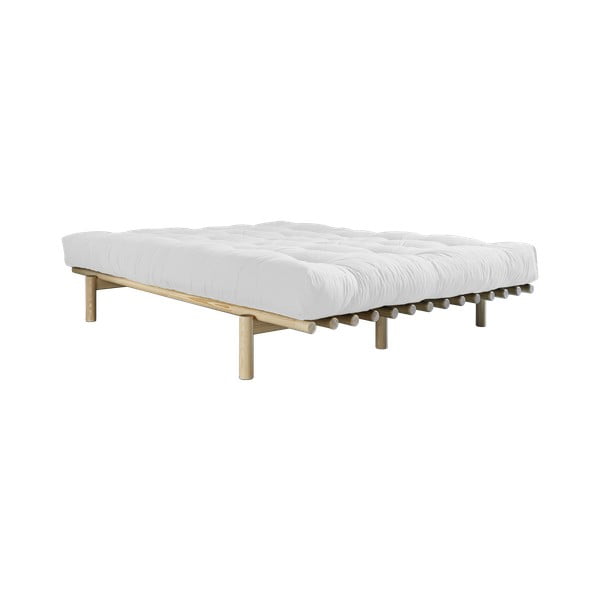 Pušies medienos dvigulė lova su čiužiniu Karup Design Pace Double Latex Natural Clear/Natural, 160 x 200 cm
