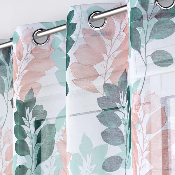 Permatoma užuolaida baltos spalvos/žalios spalvos 140x280 cm Belline – douceur d'intérieur-image-1