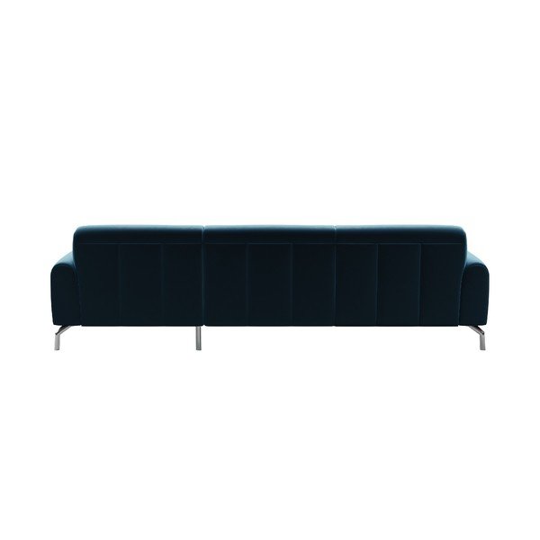 Mėlynos spalvos aksominė kampinė sofa MESONICA Puzo, dešinysis kampas-image-3