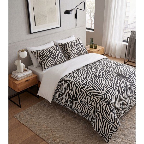 Juodos spalvos dvigulė patalynė 200x200 cm Zebra – Mijolnir-image-1