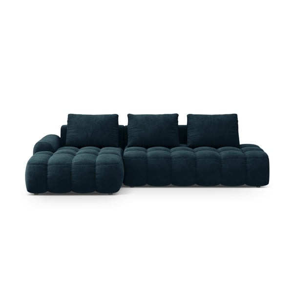 Smaragdinės spalvos iš velveto sulankstoma/su sandėliavimo vieta kampinė sofa (su kairiuoju kampu/su gultu) Linz – Cosmopolitan Design