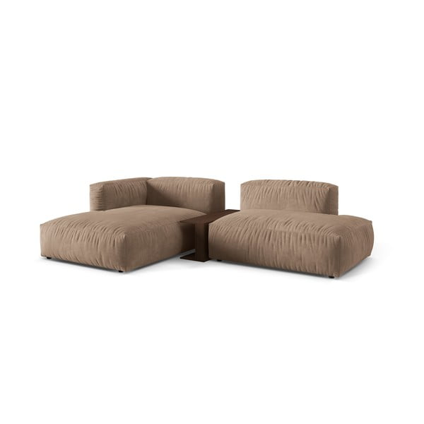 Šviesiai rudos spalvos iš velveto modulinė kampinė sofa (su kairiuoju kampu/su gultu) Martina – Micadoni -image-2