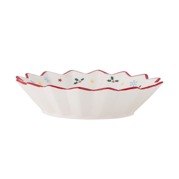 Raudonos spalvos/kreminės spalvos skirta serviravimui iš keramikos lėkštė su Kalėdų motyvu ø 20 cm Naive – Bloomingville-image-4