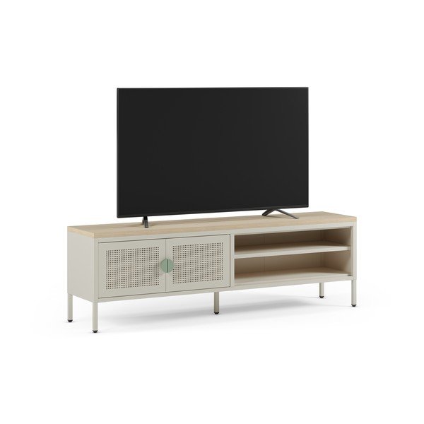 Kreminės spalvos/natūralios spalvos iš metalo TV spintelė 160x50x35 cm Sayla – Marckeric-image-2