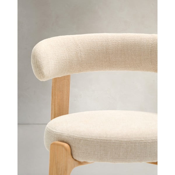 Smėlio spalvos/natūralios spalvos iš uosio masyvo valgomojo kėdė Granite – Kave Home-image-4