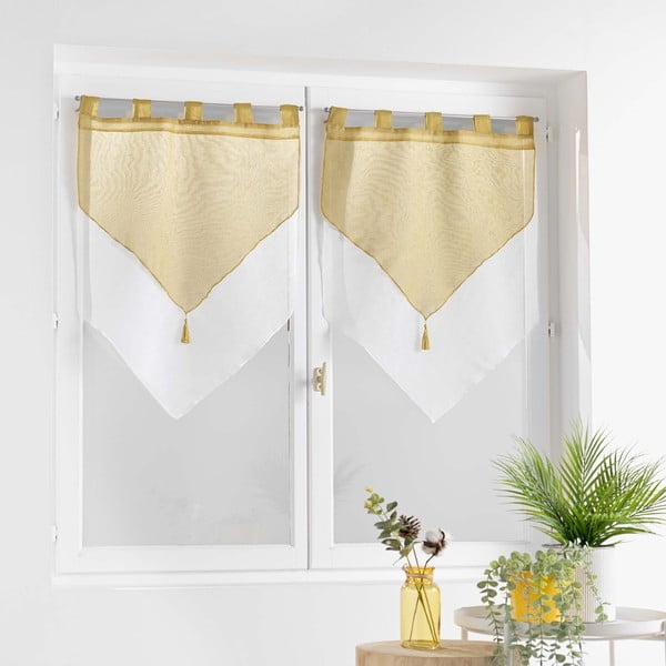 Permatomos užuolaidos geltonos spalvos/baltos spalvos 2 vnt. 60x90 cm Duetto – douceur d'intérieur-image-2