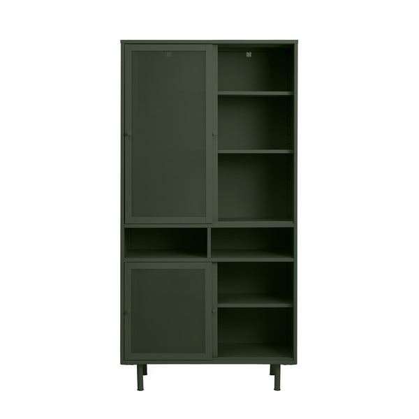 Iš metalo spintelė tamsiai žalios spalvos su stumdomomis durimis 90x180x40 cm Veep – Unique Furniture-image-4