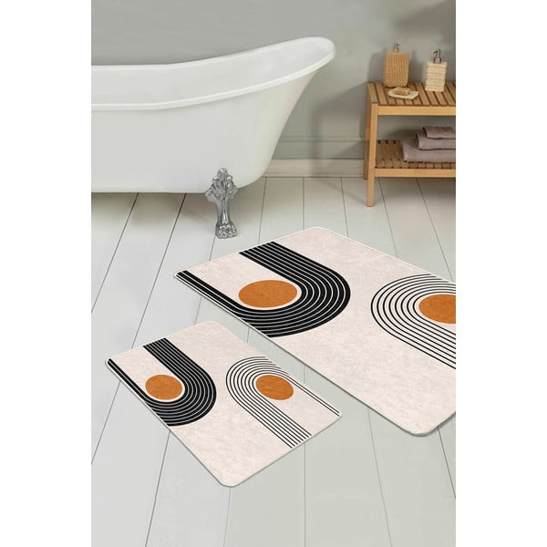 Iš velveto vonios kilimėliai smėlio spalvos 2 vnt. 60x100 cm Dot Arch – Mila Home-image-3
