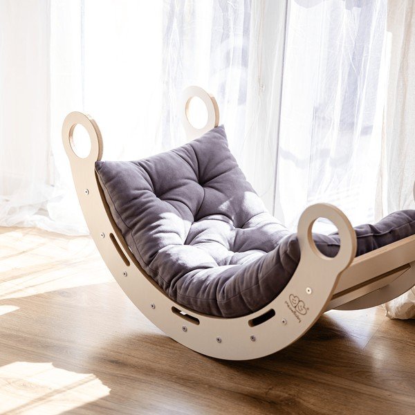 Rožinės spalvos/natūralios spalvos iš pušies masyvo supamoji lenta 39x75x38 cm Montessori – Meowbaby-image-2