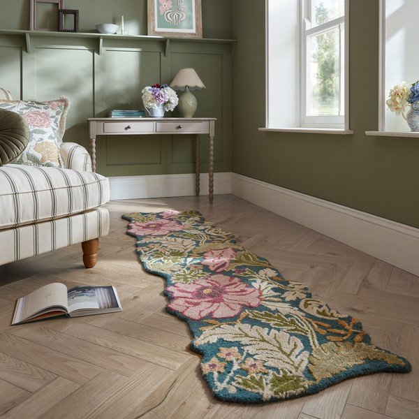 Rankų darbo iš vilnos kilimas 60x230 cm Daphne Shaped Floral – Flair Rugs-image-1