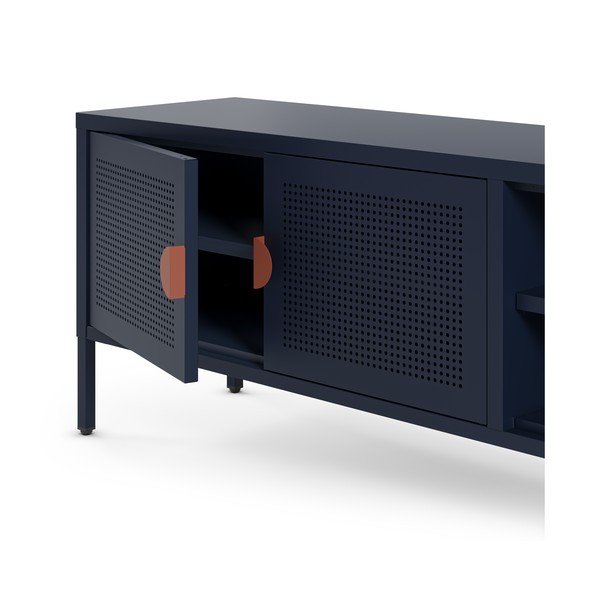 Tamsiai mėlynos spalvos iš metalo TV spintelė 160x50x35 cm Sayla – Marckeric-image-4