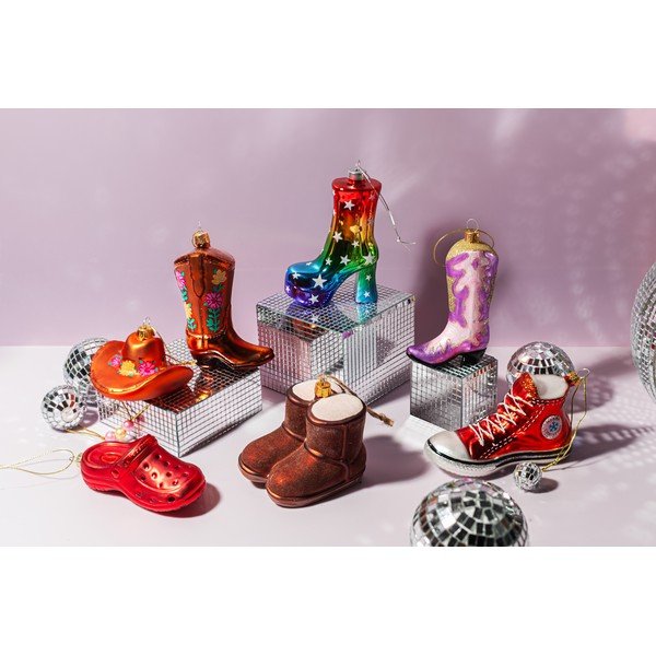 Iš stiklo eglutės papuošimas 7 cm Cowboy Boot – Sass & Belle-image-2