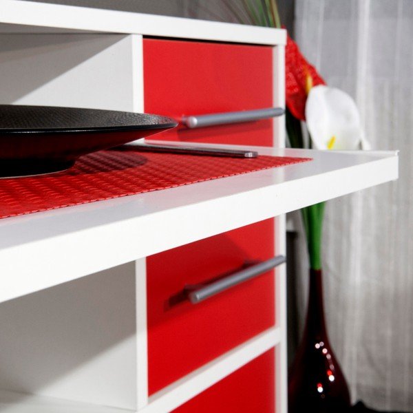 Raudonos ir baltos spalvos mobilus virtuvės sandėliukas su lentynomis TemaHome Marius-image-1