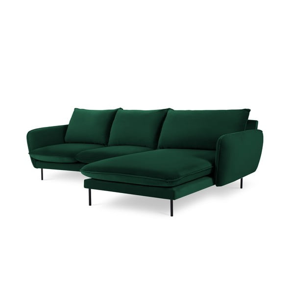 Tamsiai žalia aksominė kampinė sofa (dešinysis kampas) Vienna - Cosmopolitan Design