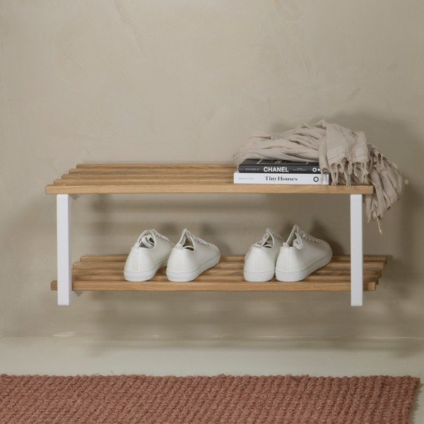 Baltos spalvos/natūralios spalvos iš metalo pakabinama spintelė batams 71x26x34 cm Marco – Spinder Design-image-3