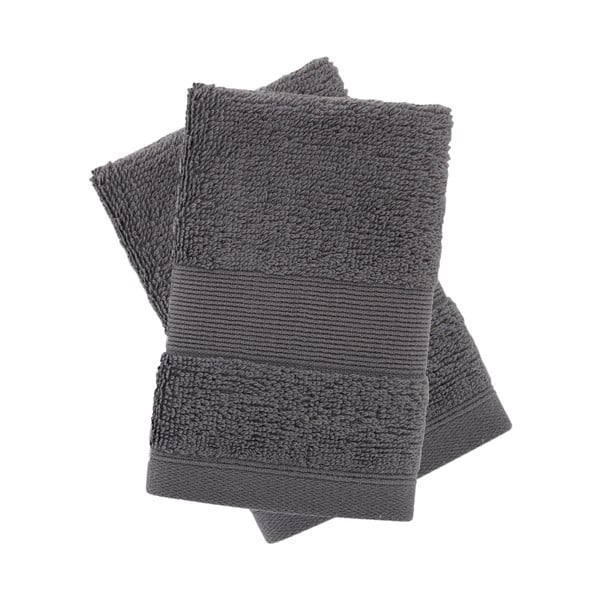 Tamsiai pilkos spalvos iš frote audinio iš medvilnės rankšluosčiai 2 vnt. 30x30 cm Anti-Bacterial – Catherine Lansfield
