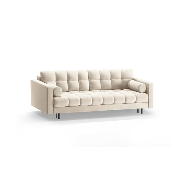Kreminės spalvos iš velveto sulankstoma/su sandėliavimo vieta sofa 222 cm Bali – Cosmopolitan Design-image-3